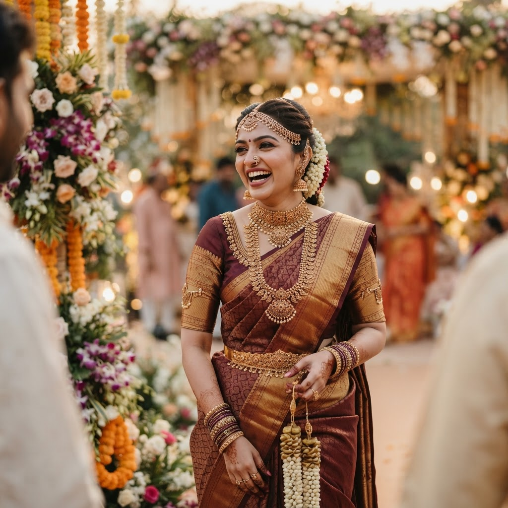 Bride smiling